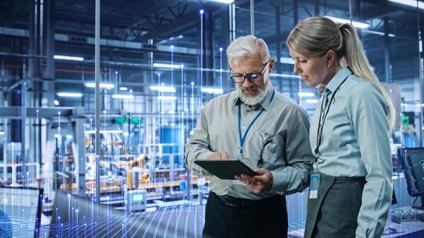 A man looking into the laptop